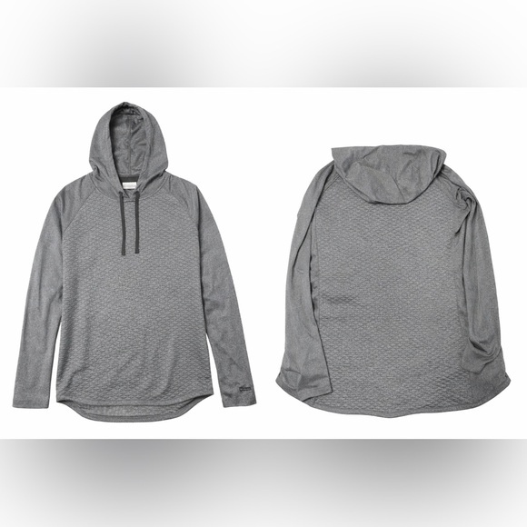Columbia Gray Textured Performance Hoodie Size M Lightweight Active Pullover - Picture 2 of 2
